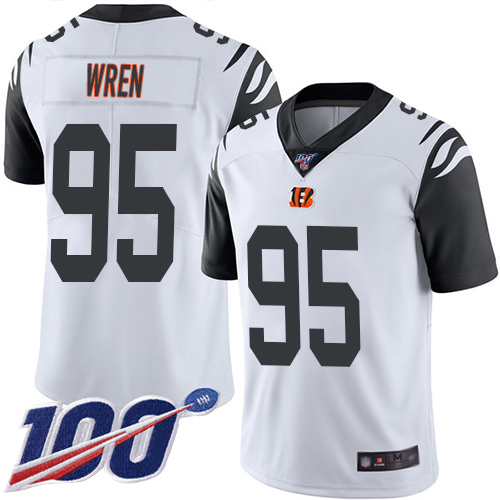 Cincinnati Bengals Limited White Men Renell Wren Jersey NFL Footballl #95 100th Season Rush Vapor Untouchable->cincinnati bengals->NFL Jersey